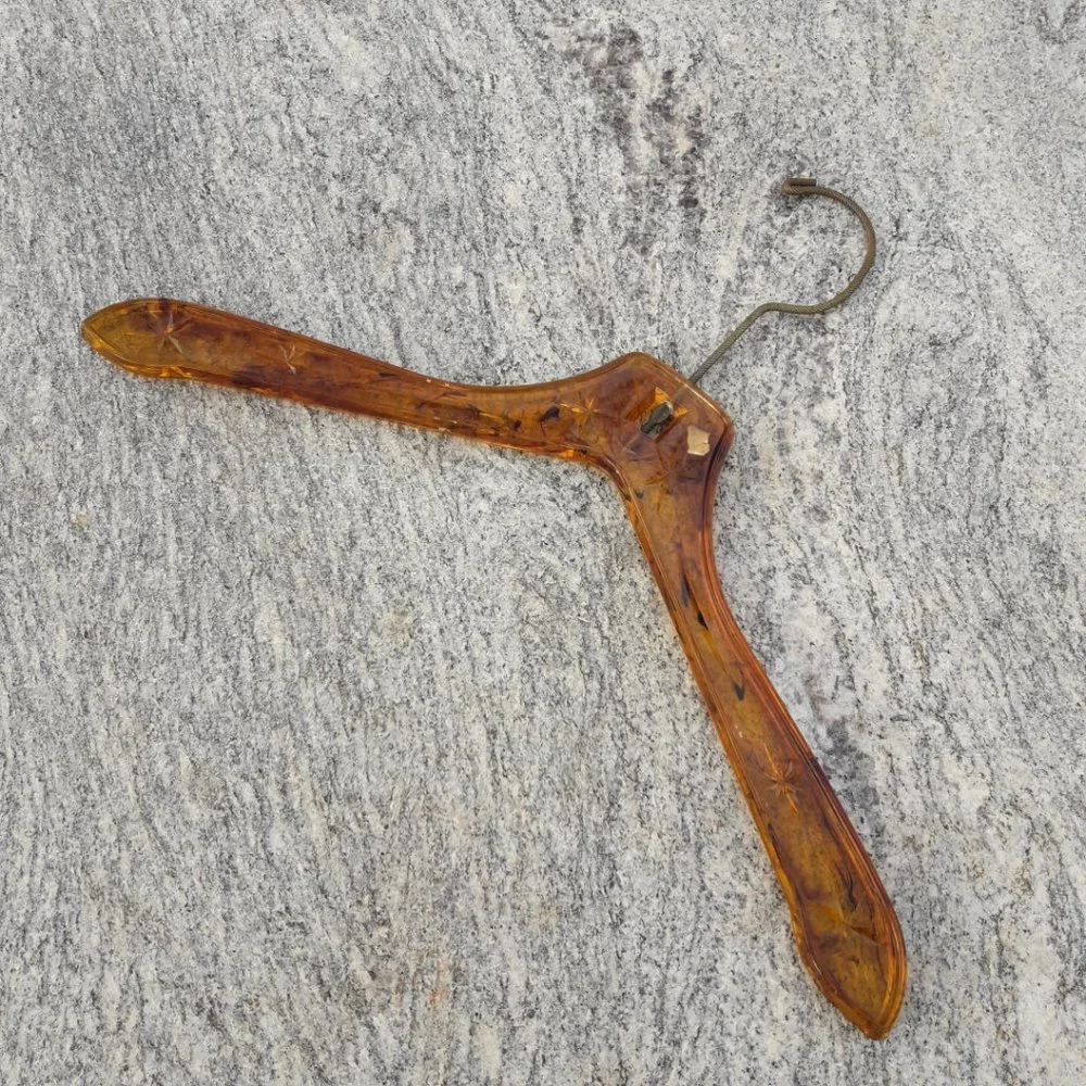 Vintage Clothes Hanger Tortoise Shell Bakelite Starburst Gold Hanging Hook